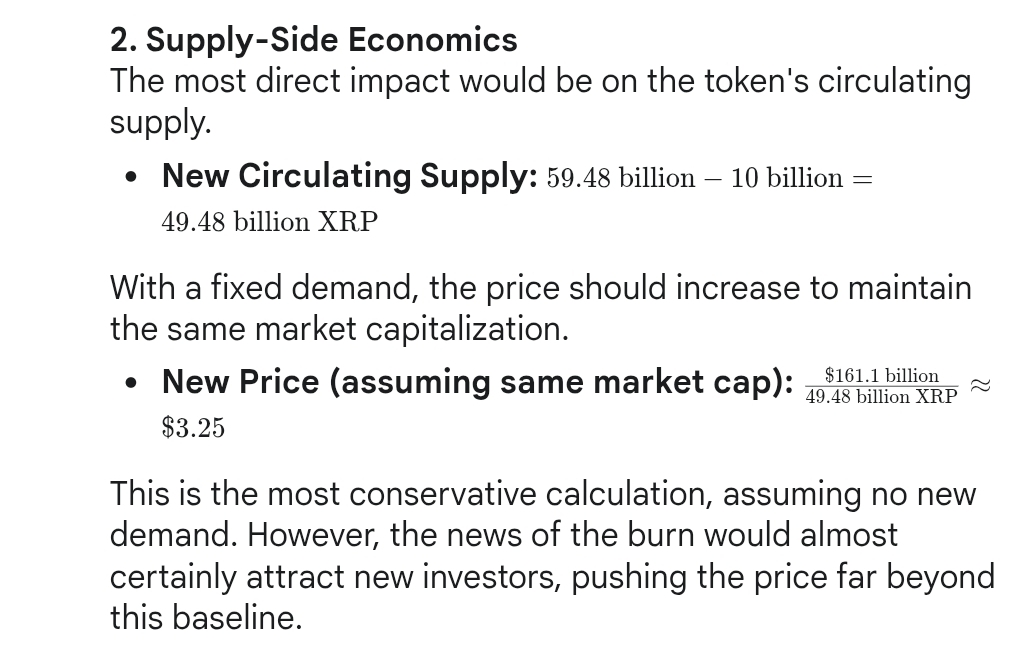 如果 供应量的 10% 因销毁而减少,XRP 的价格会有何变化?